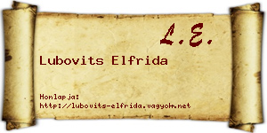 Lubovits Elfrida névjegykártya